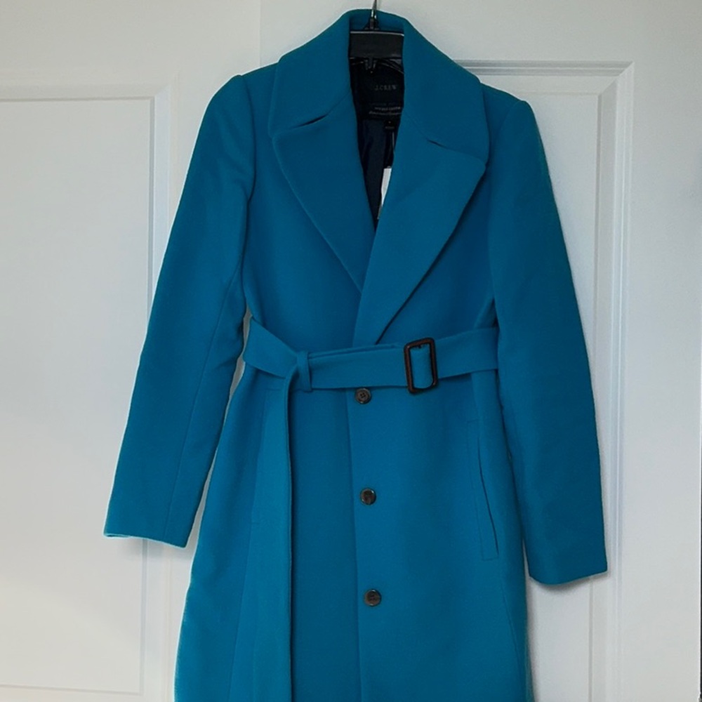 J. Crew Double Cloth Italian Wool Topcoat In Vibrant Blue